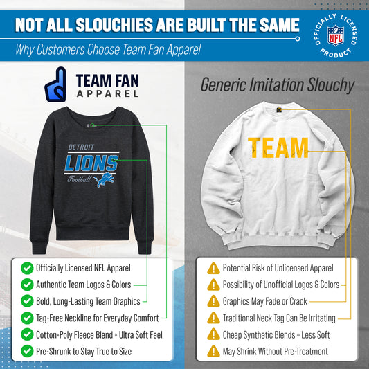 Detroit Lions NFL Womens Crew Neck Light Weight - Charcoal