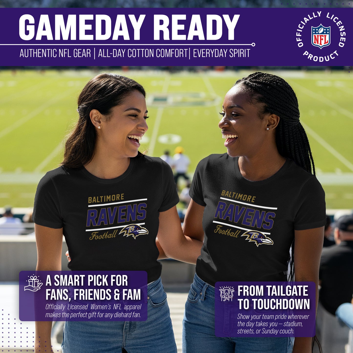 Baltimore Ravens NFL Gameday Women's Relaxed Fit T-shirt - Black