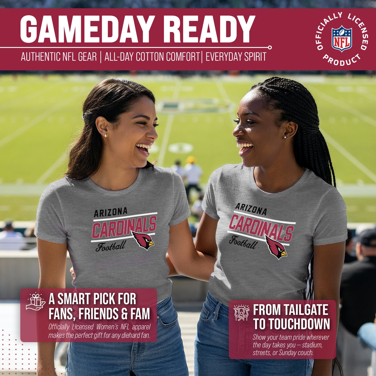 Arizona Cardinals NFL Gameday Women's Relaxed Fit T-shirt - Gray