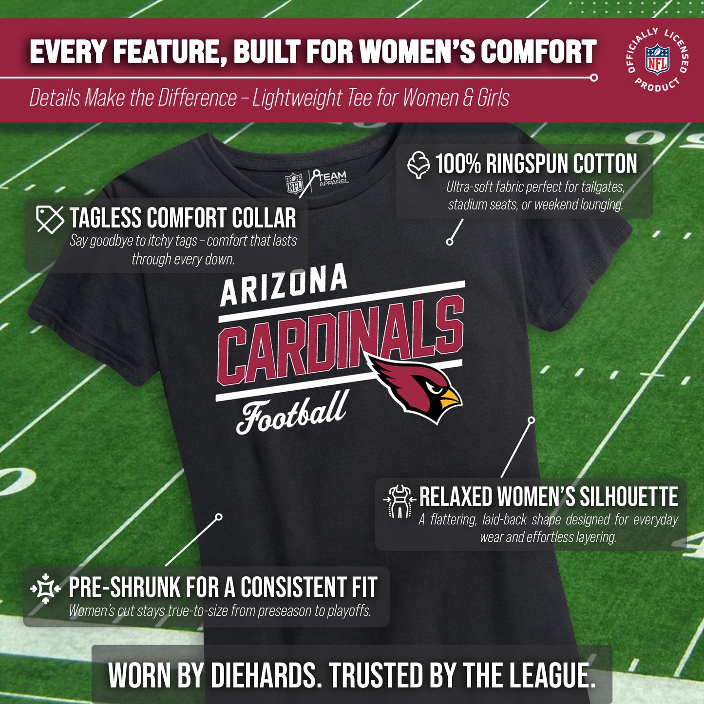 Arizona Cardinals NFL Gameday Women's Relaxed Fit T-shirt - Black