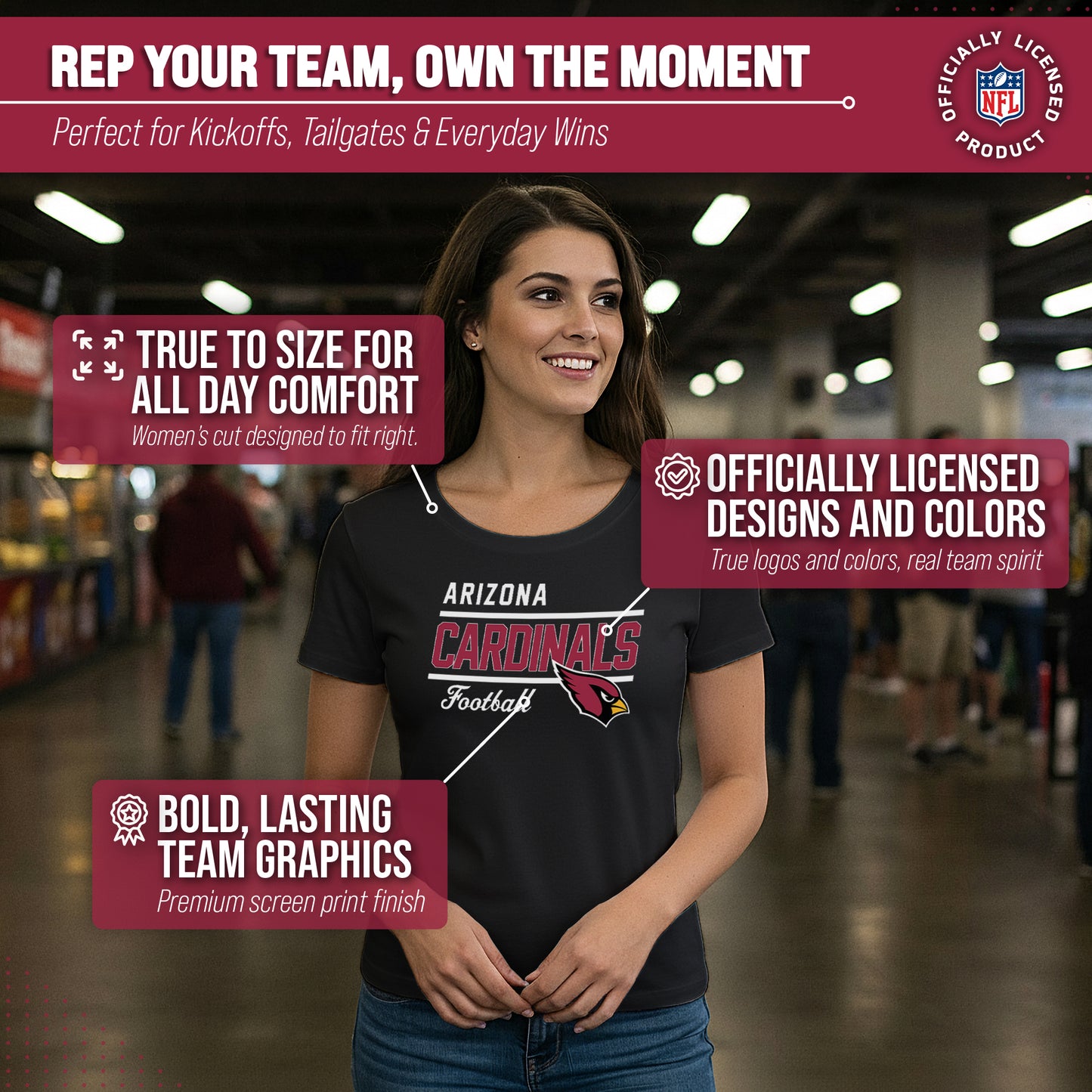 Arizona Cardinals NFL Gameday Women's Relaxed Fit T-shirt - Black