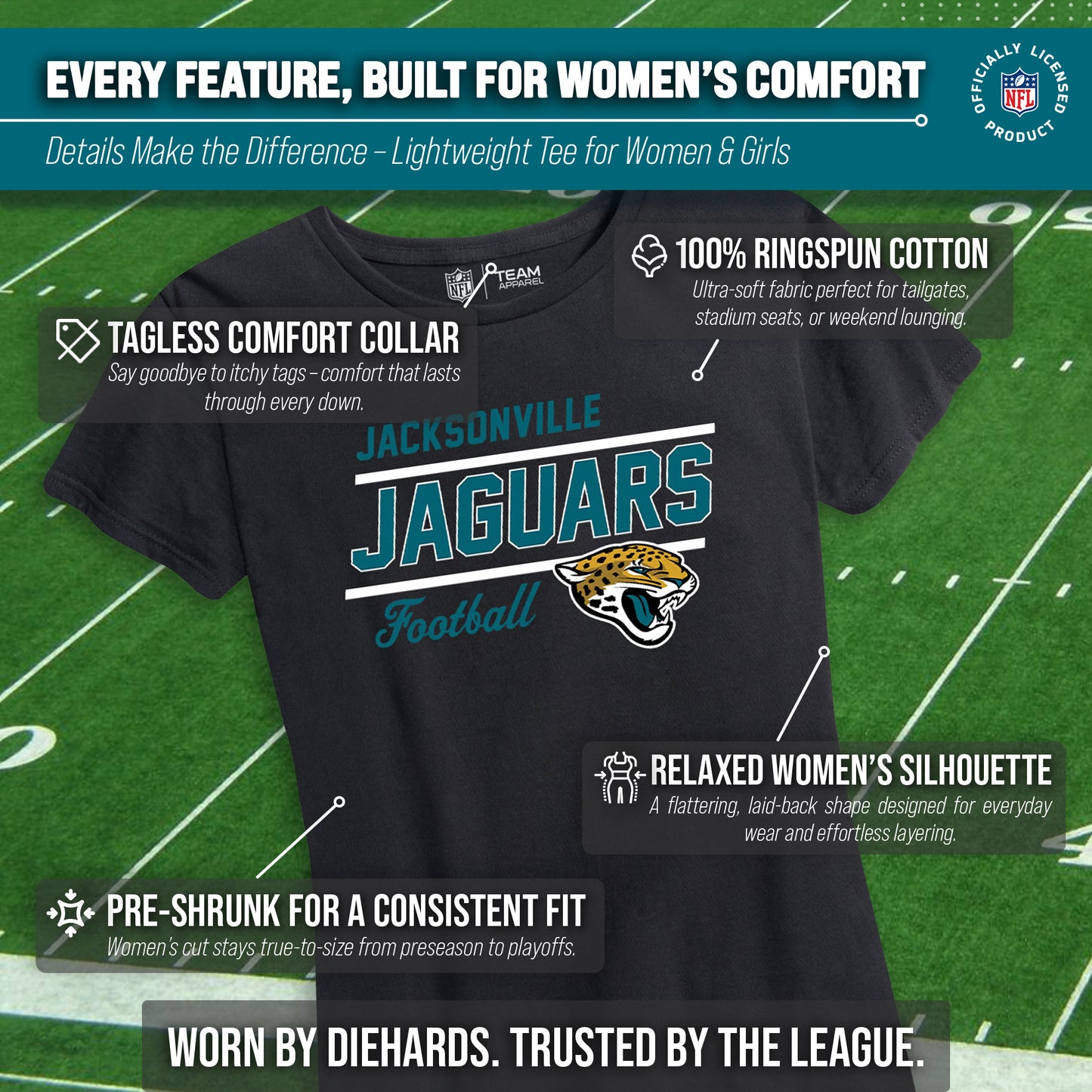 Jacksonville Jaguars NFL Gameday Women's Relaxed Fit T-shirt - Black
