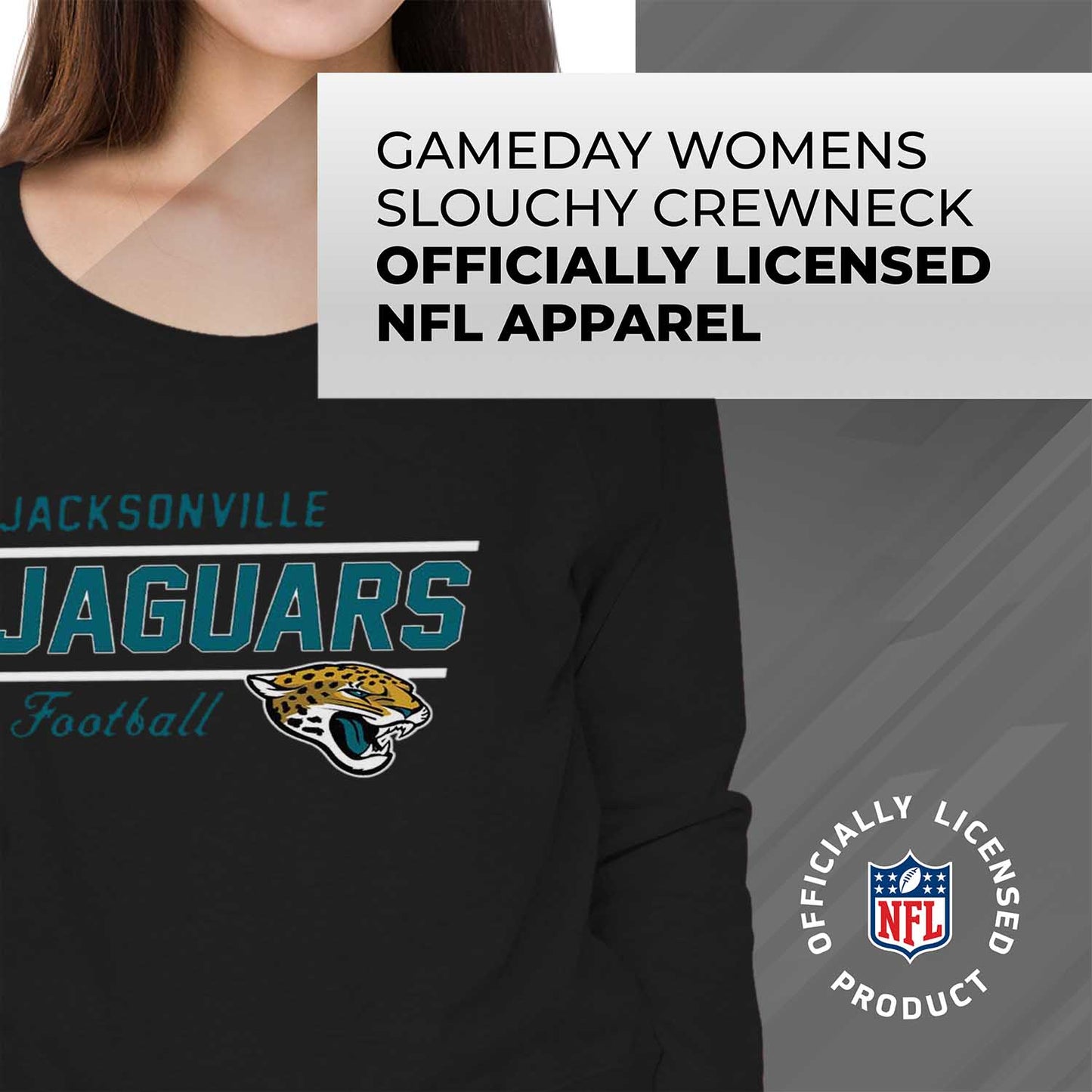 Jacksonville Jaguars NFL Womens Crew Neck Light Weight - Black