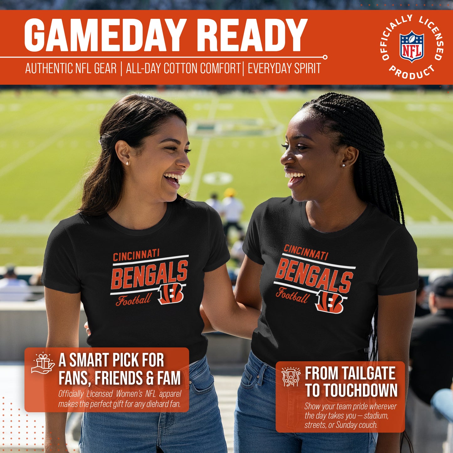 Cincinnati Bengals NFL Gameday Women's Relaxed Fit T-shirt - Black