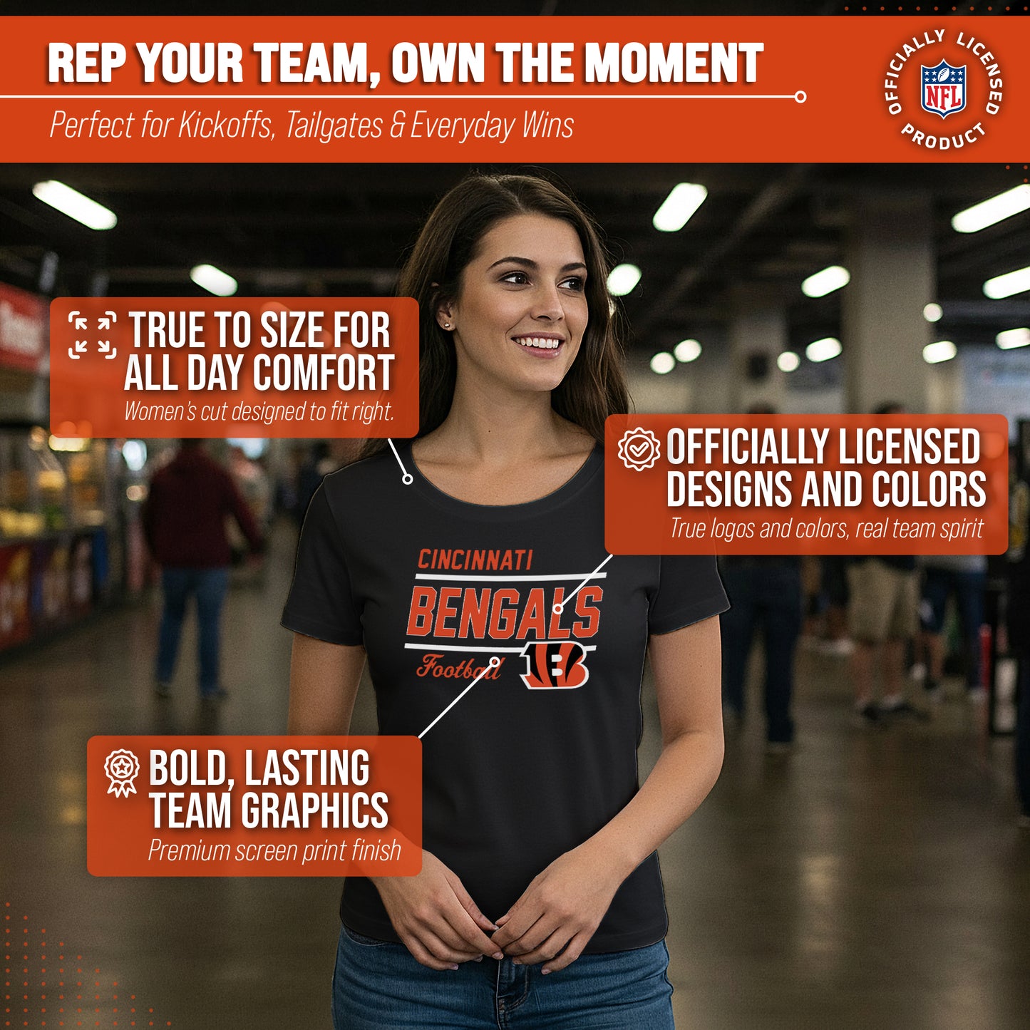 Cincinnati Bengals NFL Gameday Women's Relaxed Fit T-shirt - Black