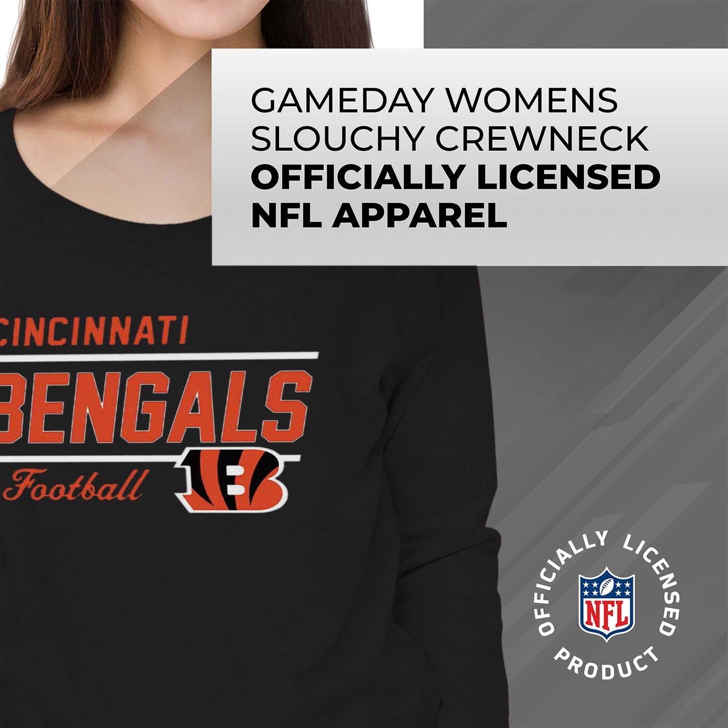 Cincinnati Bengals NFL Womens Crew Neck Light Weight - Black