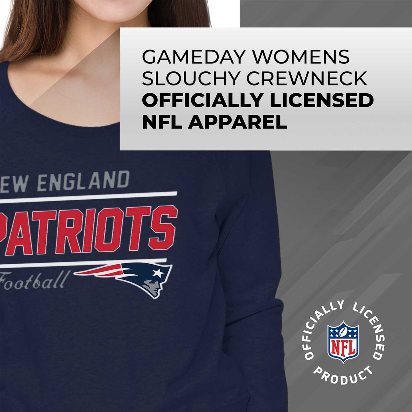 New England Patriots NFL Womens Crew Neck Light Weight - Navy