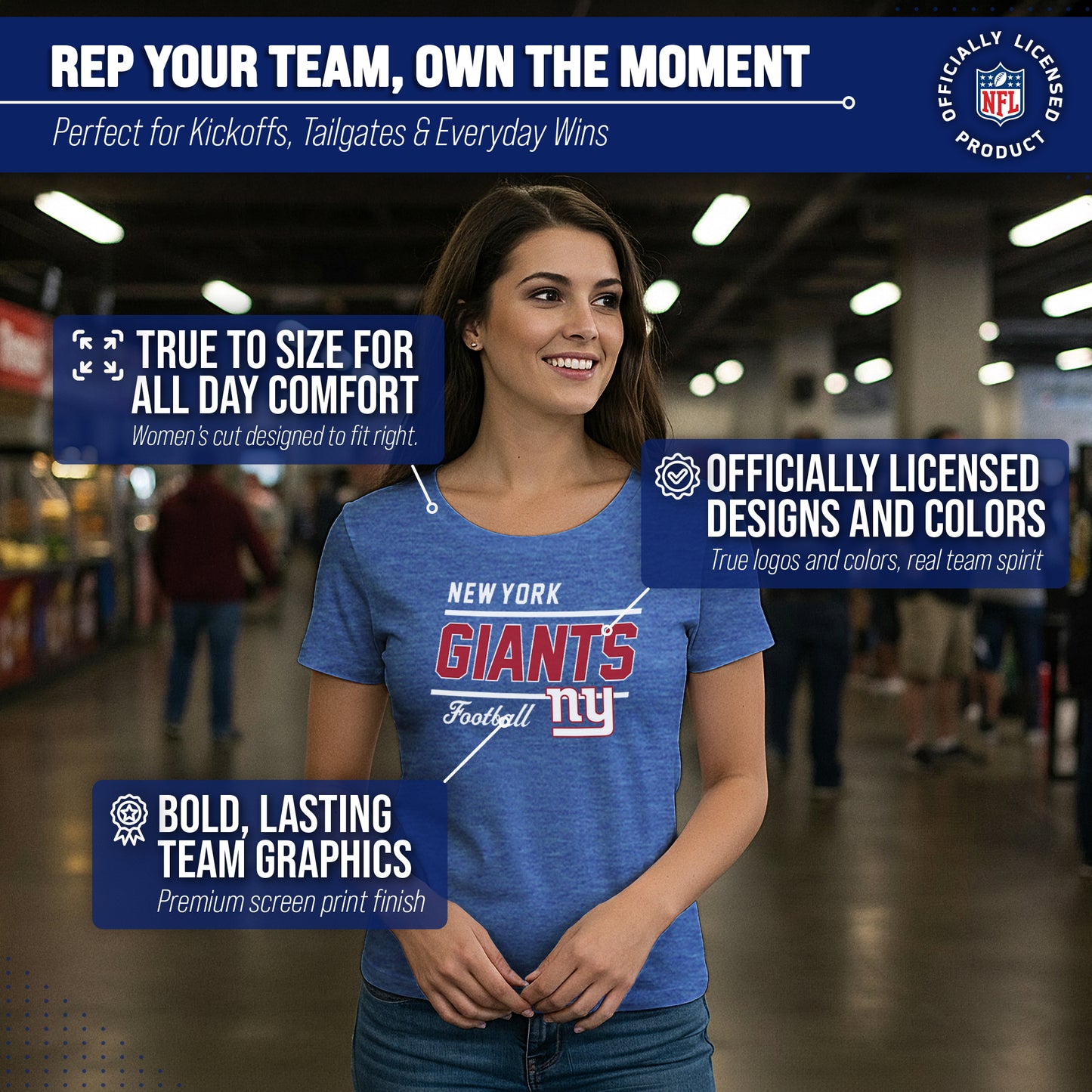 New York Giants NFL Gameday Women's Relaxed Fit T-shirt - Royal