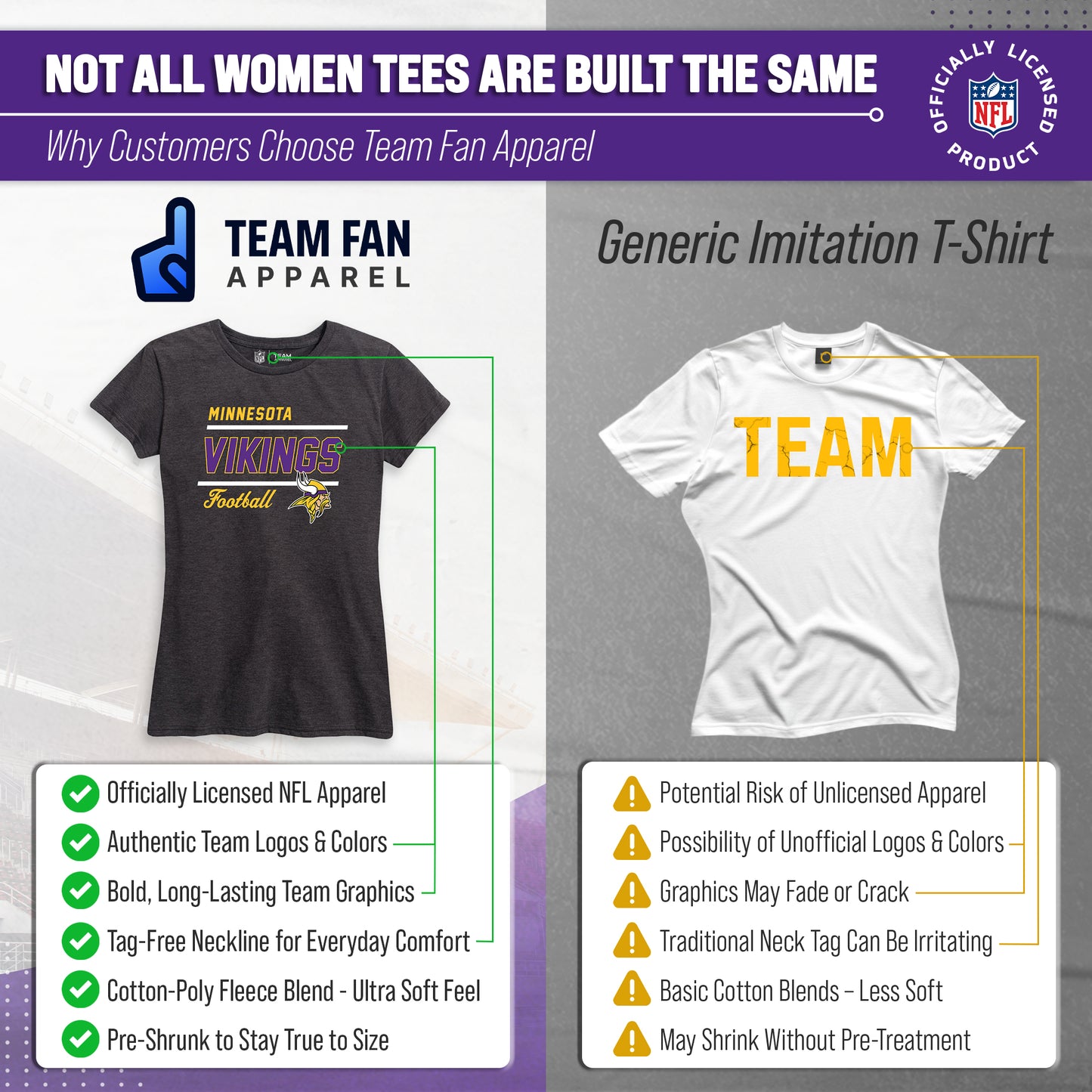 Minnesota Vikings NFL Gameday Women's Relaxed Fit T-shirt - Team Color