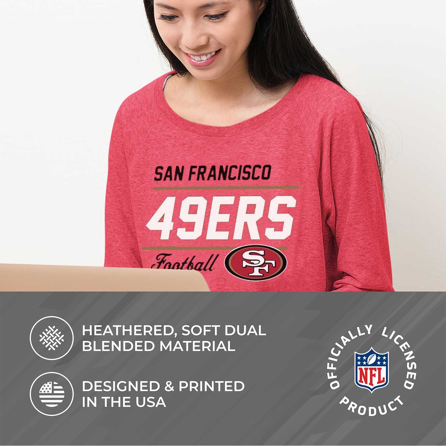 San Francisco 49ers NFL Womens Crew Neck Light Weight - Red
