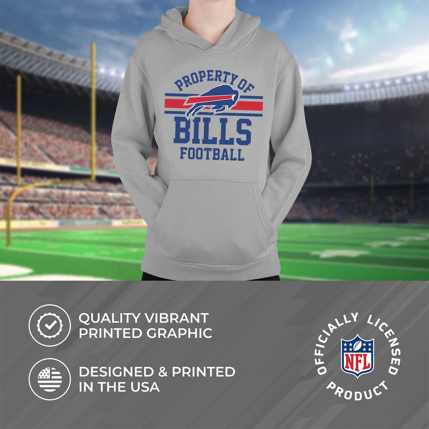 Buffalo Bills NFL Youth Property Of Hooded Sweatshirt - Sport Gray
