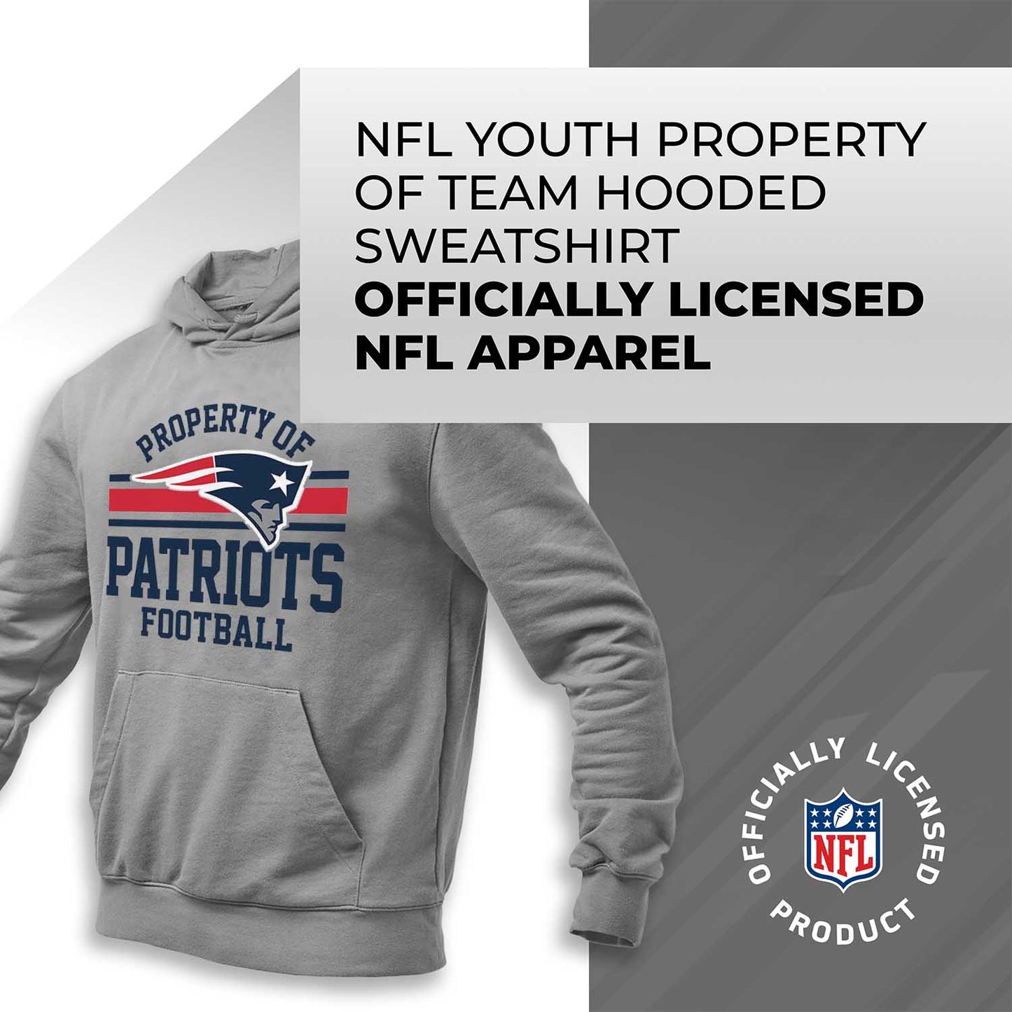 New England Patriots NFL Youth Property Of Hooded Sweatshirt - Sport Gray