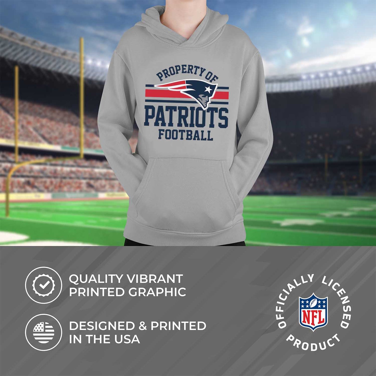 New England Patriots NFL Youth Property Of Hooded Sweatshirt - Sport Gray