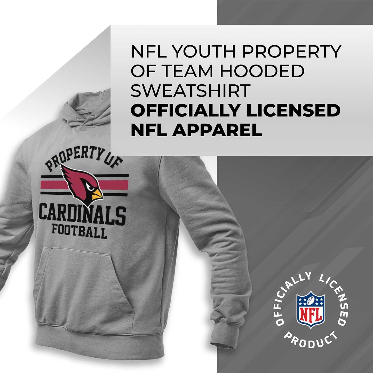 Arizona Cardinals NFL Youth Property Of Hooded Sweatshirt - Sport Gray