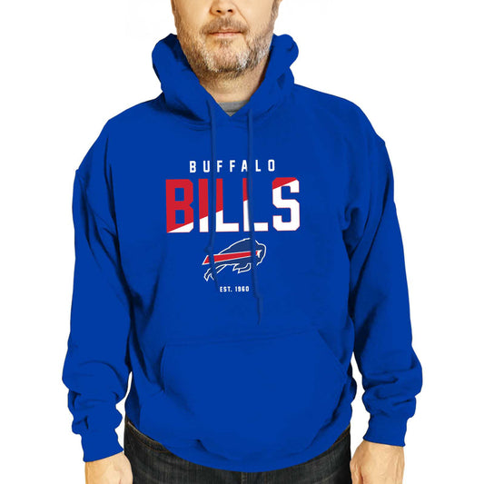 Buffalo Bills Adult NFL Diagonal Fade Fleece Hooded Sweatshirt - Royal