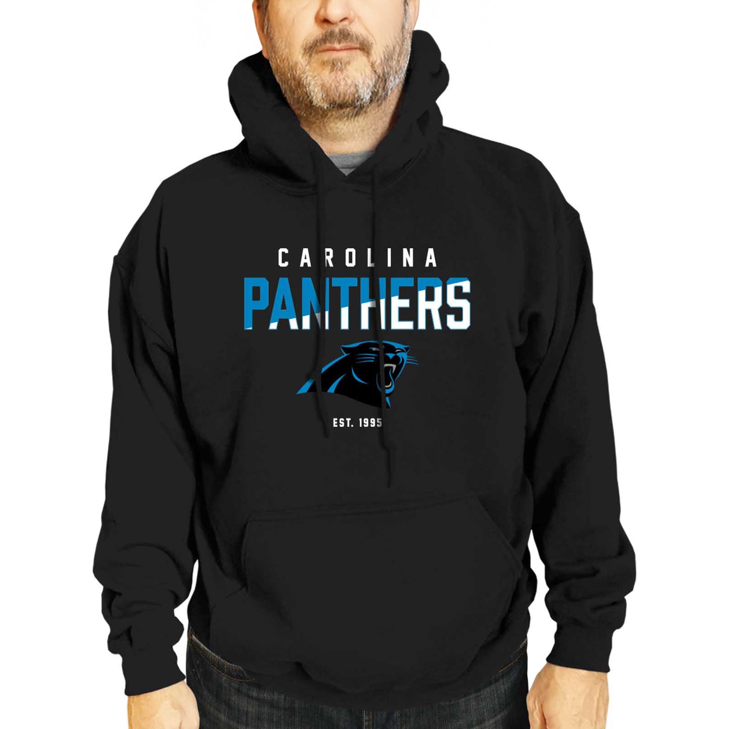 Carolina Panthers Adult NFL Diagonal Fade Fleece Hooded Sweatshirt - Black
