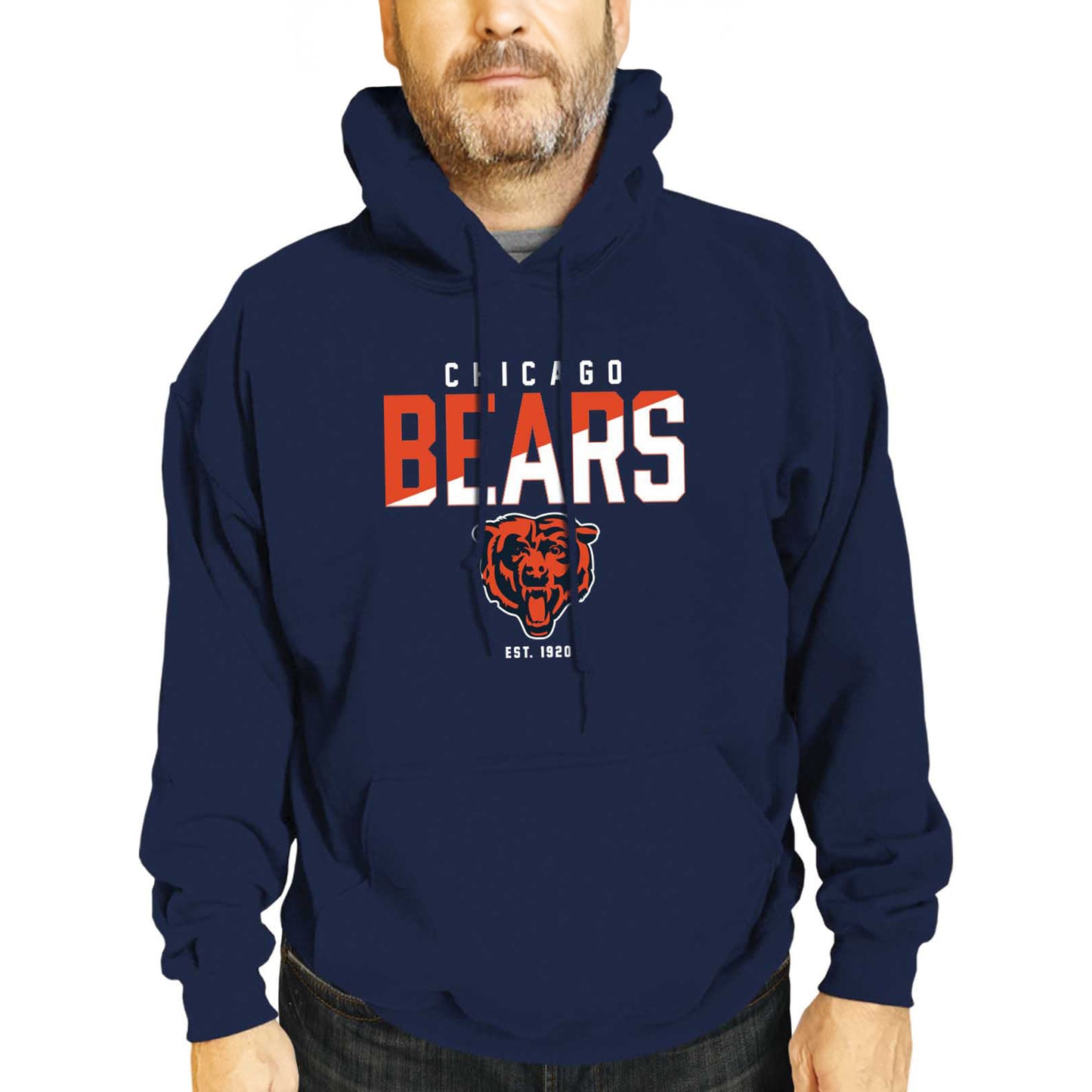 Chicago Bears Adult NFL Diagonal Fade Fleece Hooded Sweatshirt - Navy