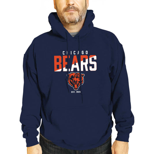 Chicago Bears Adult NFL Diagonal Fade Fleece Hooded Sweatshirt - Navy