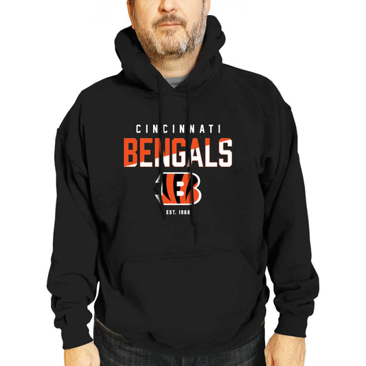Cincinnati Bengals Adult NFL Diagonal Fade Fleece Hooded Sweatshirt - Black