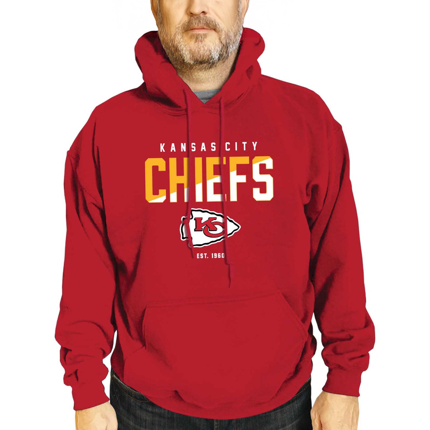 Kansas City Chiefs Adult NFL Diagonal Fade Fleece Hooded Sweatshirt - Red