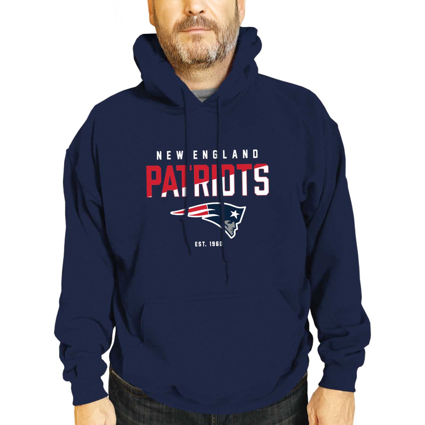 New England Patriots Adult NFL Diagonal Fade Fleece Hooded Sweatshirt - Navy
