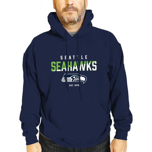 Seattle Seahawks Adult NFL Diagonal Fade Fleece Hooded Sweatshirt - Navy