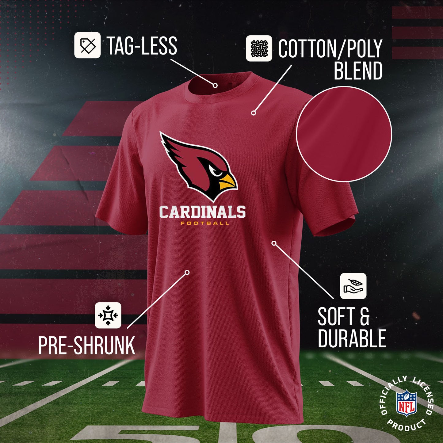 Arizona Cardinals Youth NFL Ultimate Fan Logo Short Sleeve T-Shirt - Cardinal