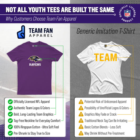 Baltimore Ravens Youth NFL Ultimate Fan Logo Short Sleeve T-Shirt - Purple
