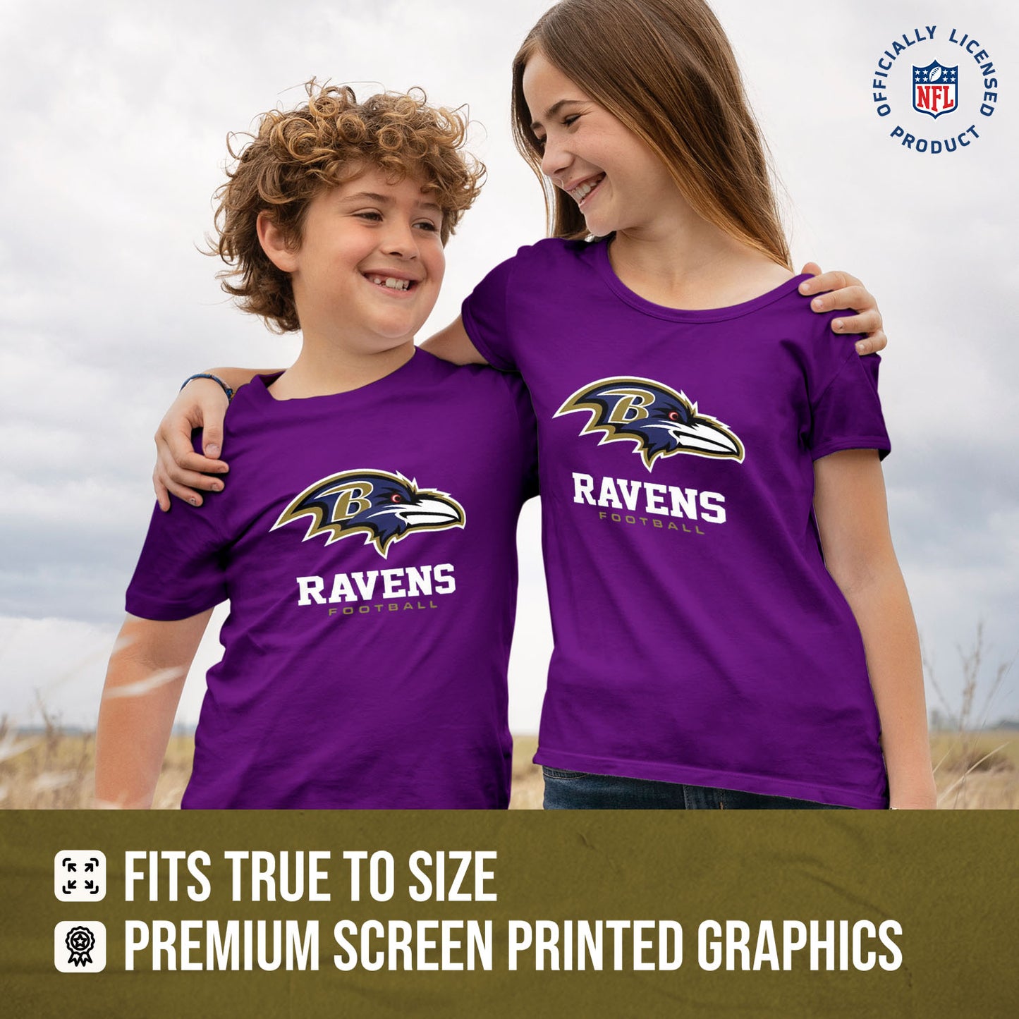 Baltimore Ravens Youth NFL Ultimate Fan Logo Short Sleeve T-Shirt - Purple
