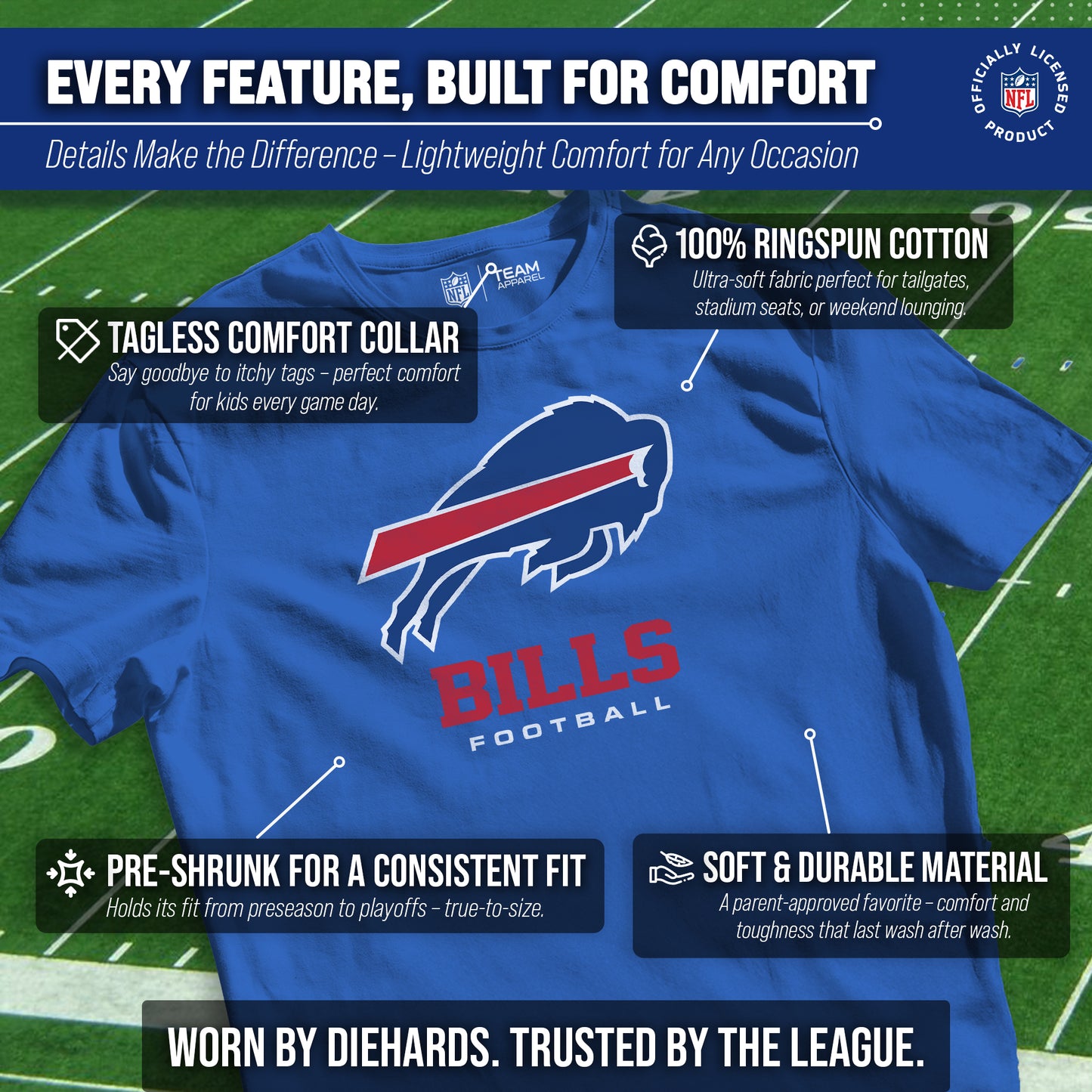 Buffalo Bills Youth NFL Ultimate Fan Logo Short Sleeve T-Shirt - Royal