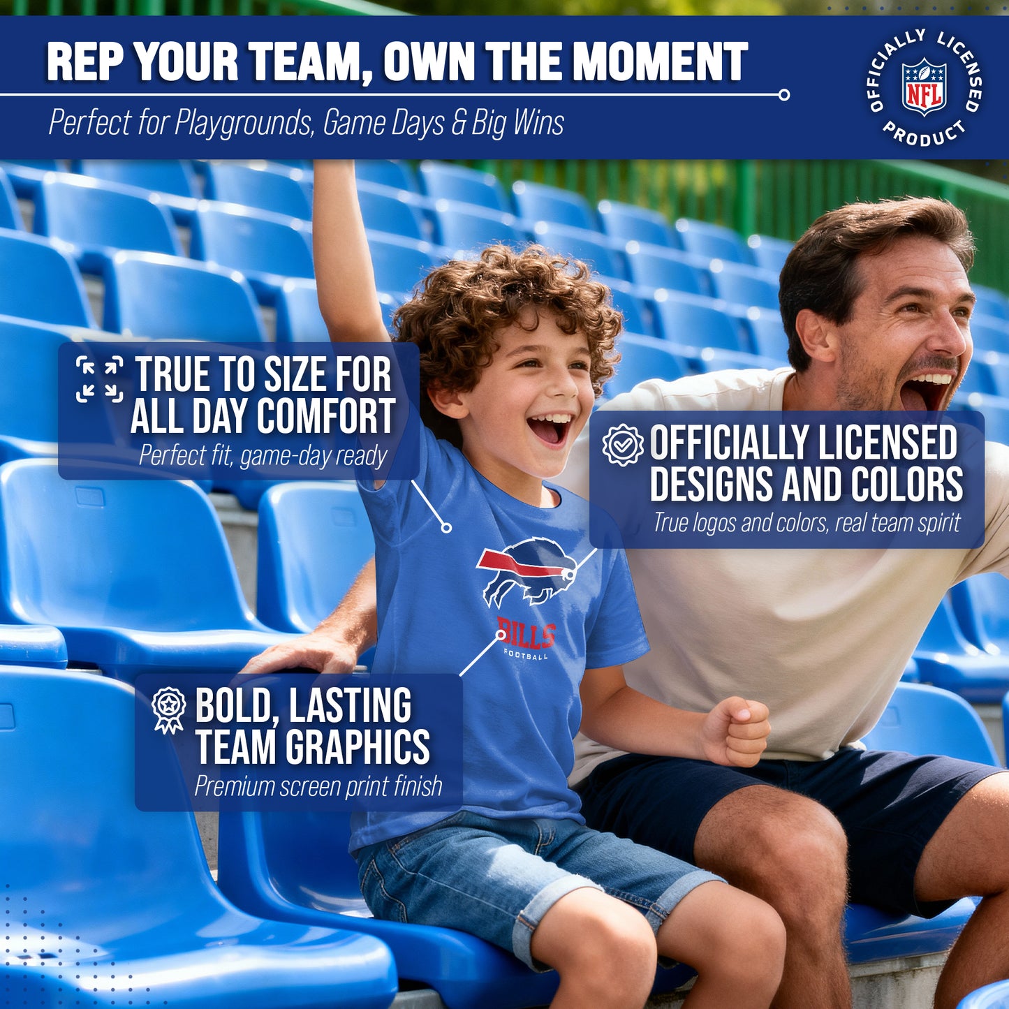 Buffalo Bills Youth NFL Ultimate Fan Logo Short Sleeve T-Shirt - Royal