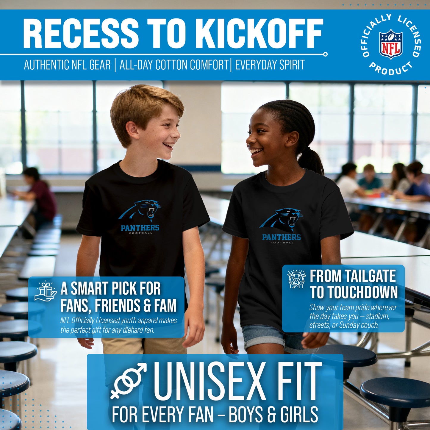 Carolina Panthers Youth NFL Ultimate Fan Logo Short Sleeve T-Shirt - Black