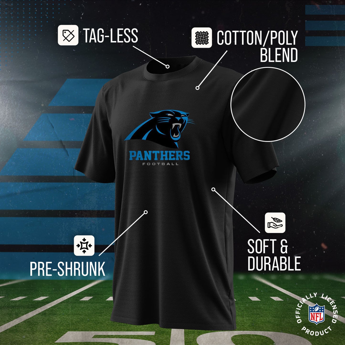 Carolina Panthers Youth NFL Ultimate Fan Logo Short Sleeve T-Shirt - Black