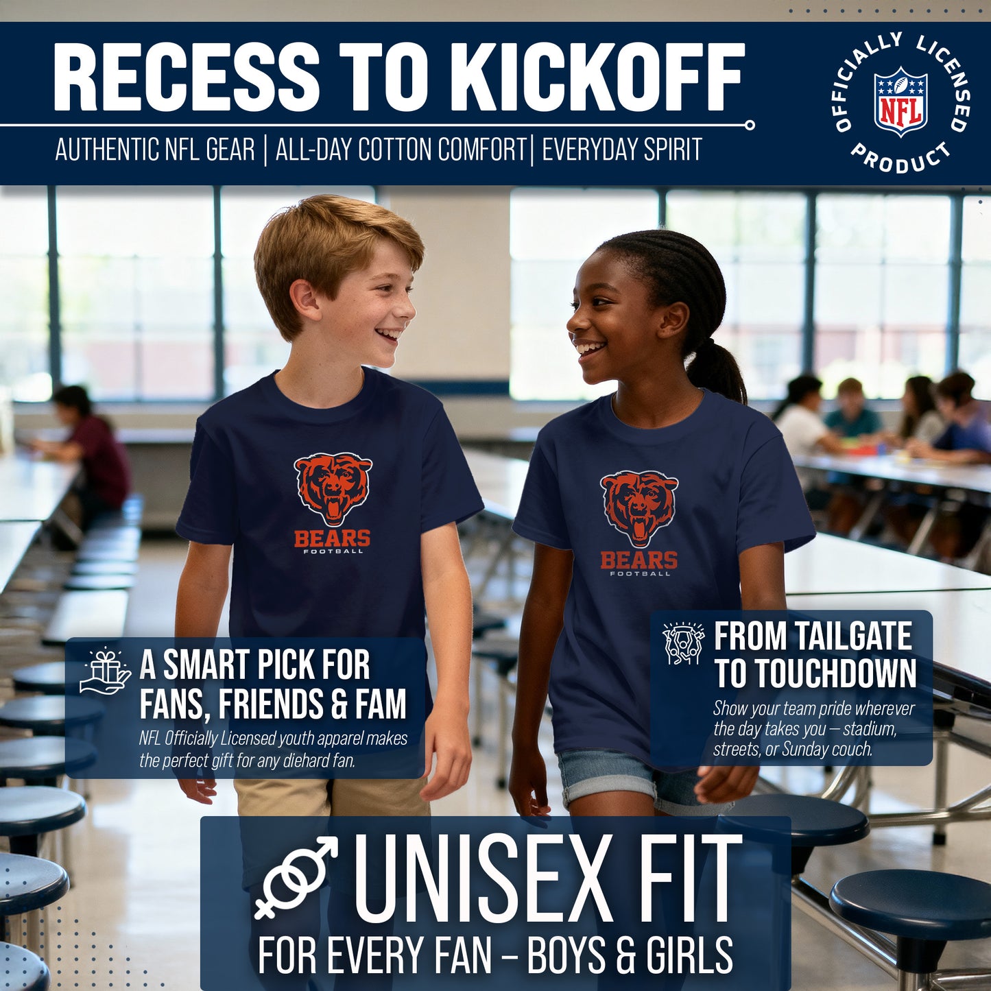 Chicago Bears Youth NFL Ultimate Fan Logo Short Sleeve T-Shirt - Navy