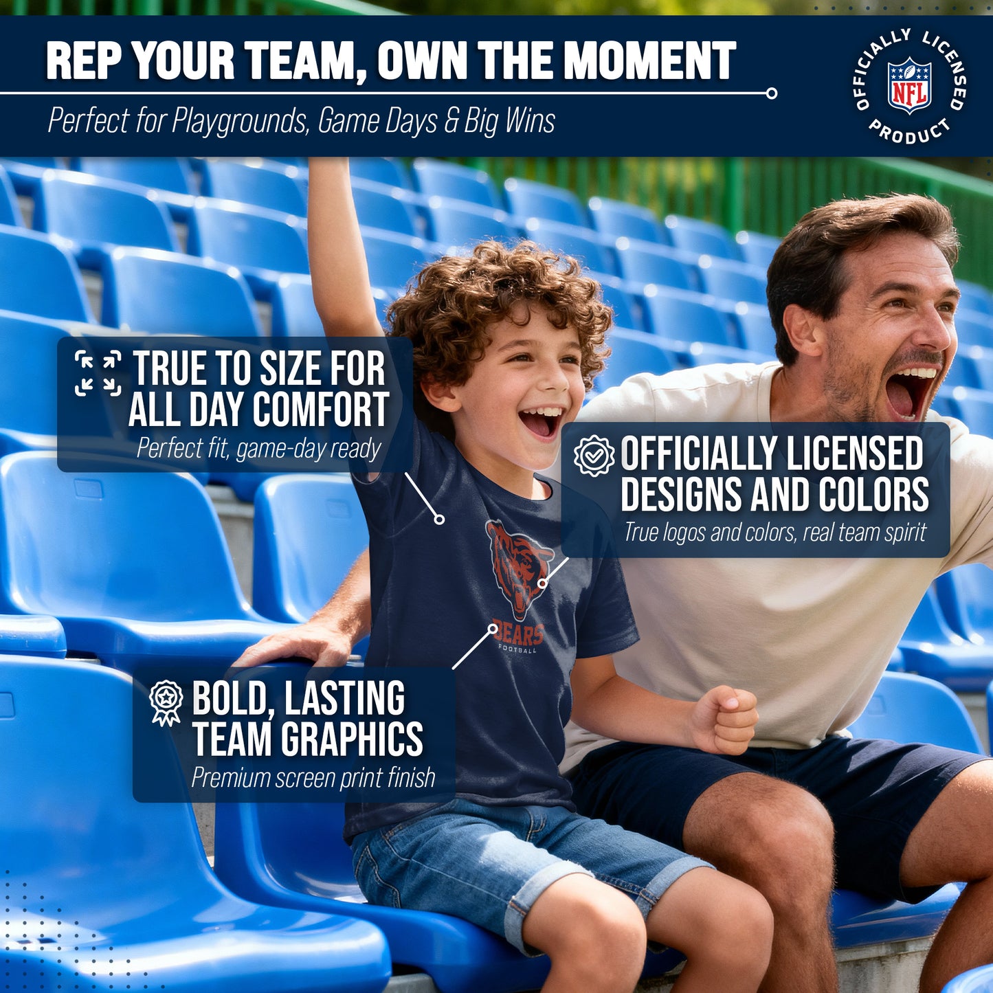 Chicago Bears Youth NFL Ultimate Fan Logo Short Sleeve T-Shirt - Navy