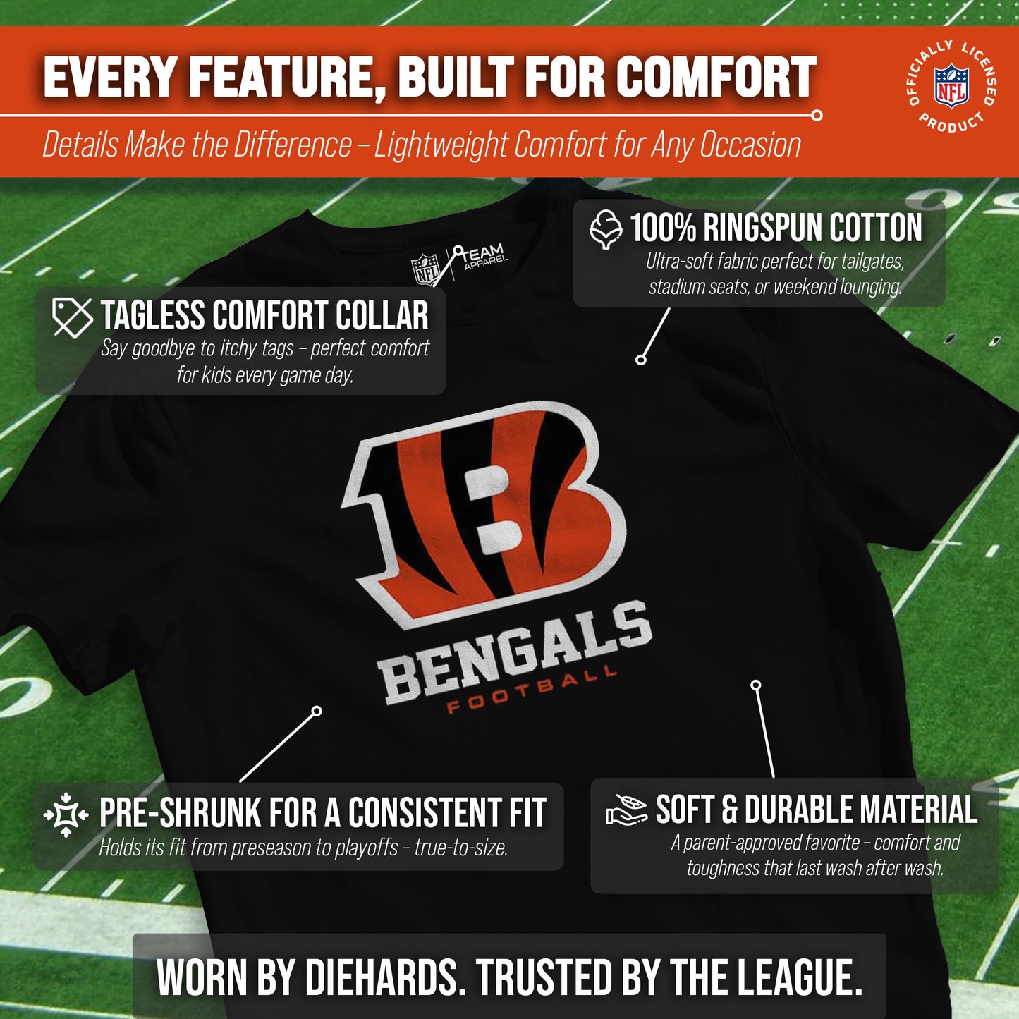 Cincinnati Bengals Youth NFL Ultimate Fan Logo Short Sleeve T-Shirt - Black