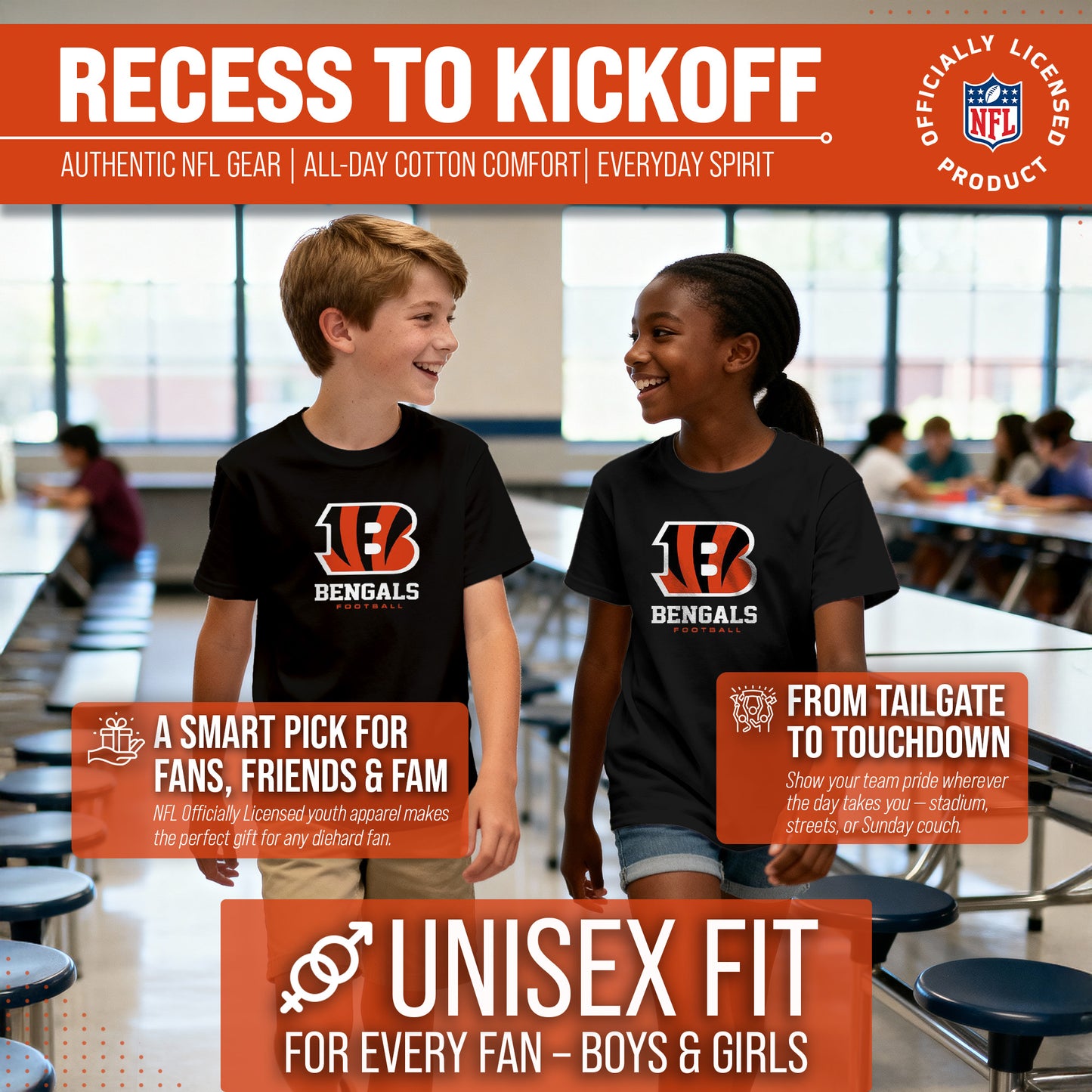 Cincinnati Bengals Youth NFL Ultimate Fan Logo Short Sleeve T-Shirt - Black