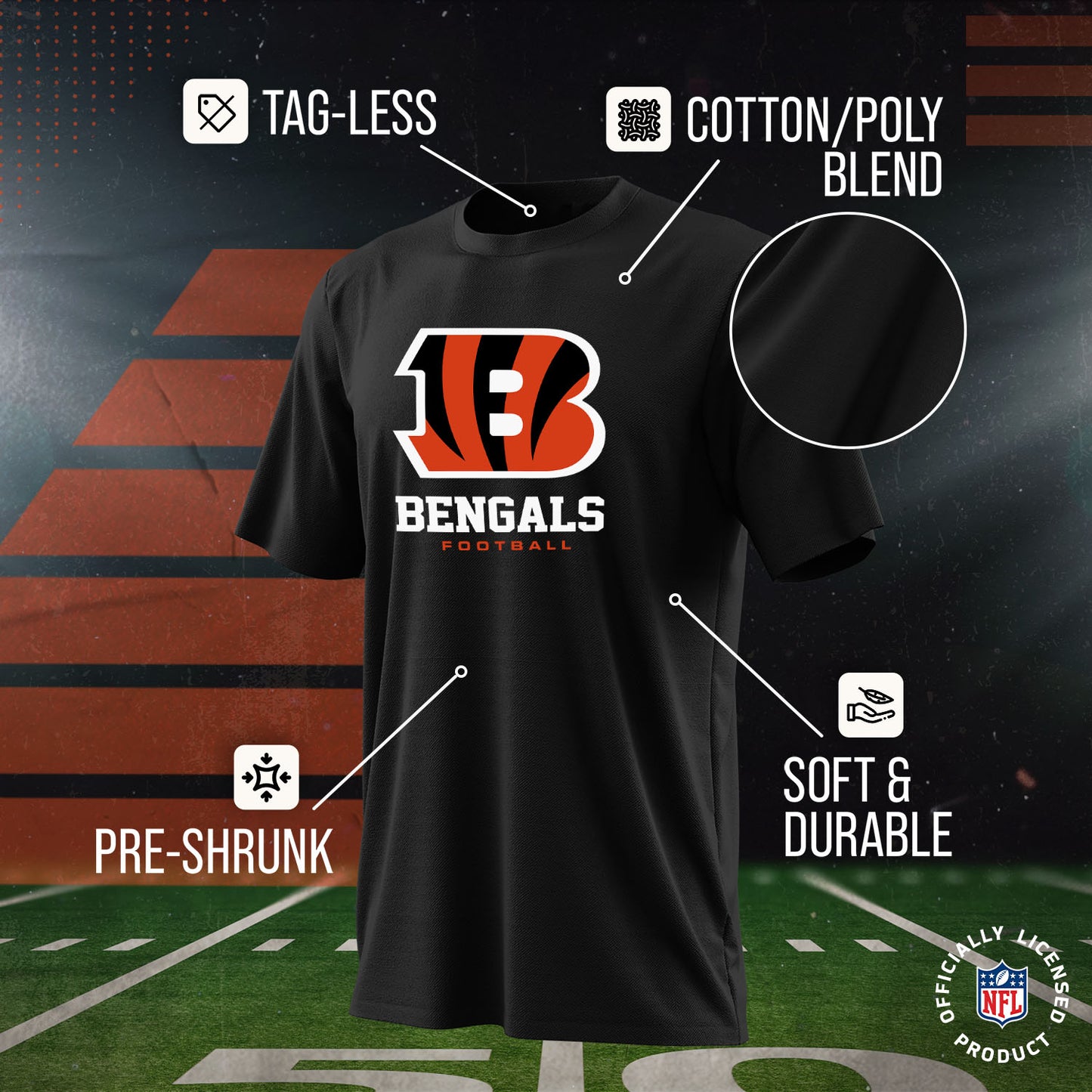 Cincinnati Bengals Youth NFL Ultimate Fan Logo Short Sleeve T-Shirt - Black