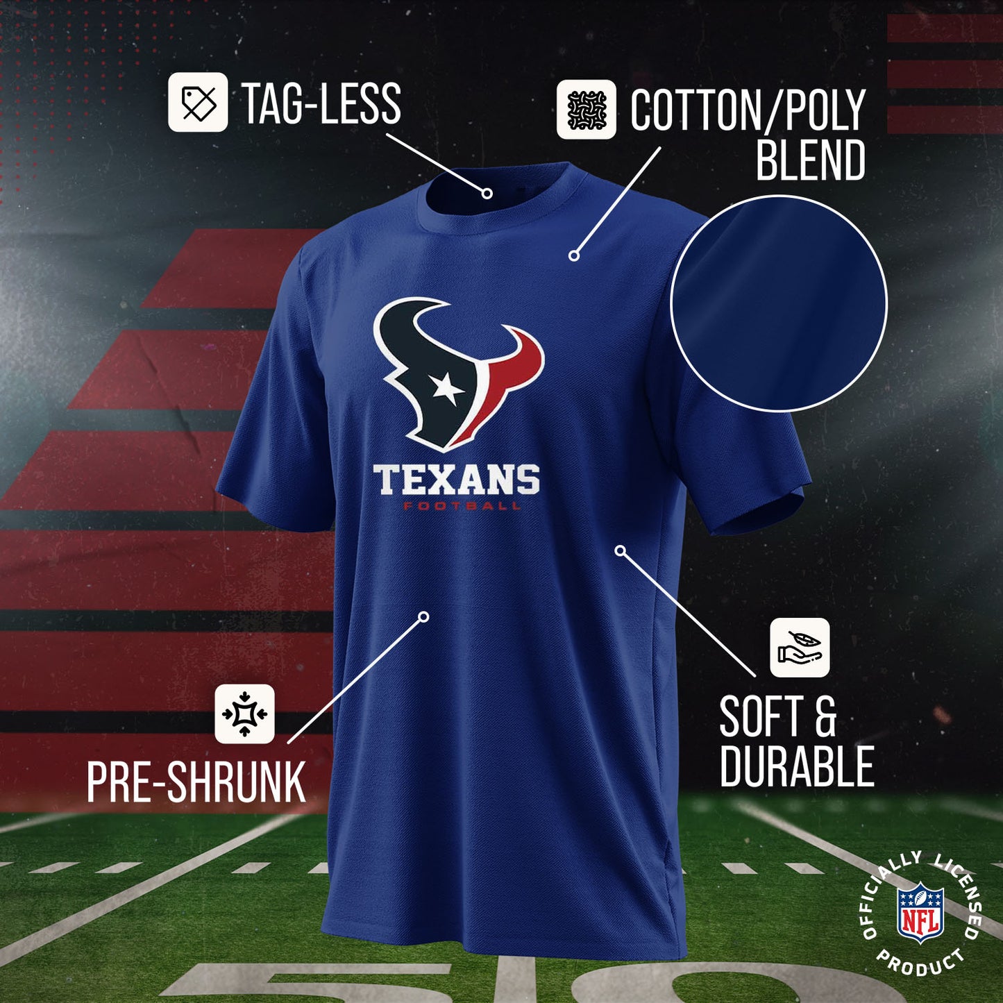 Houston Texans Youth NFL Ultimate Fan Logo Short Sleeve T-Shirt - Navy