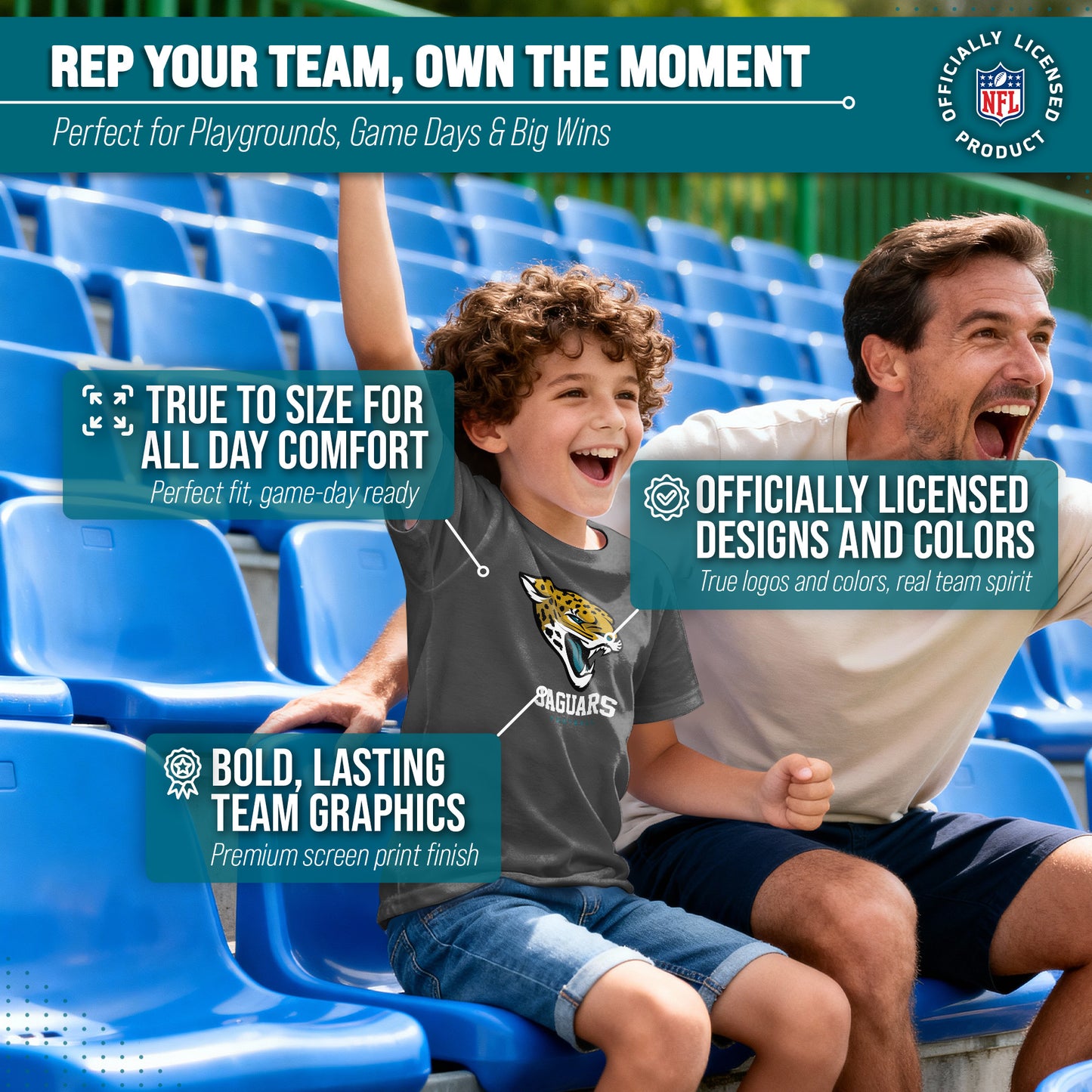 Jacksonville Jaguars Youth NFL Ultimate Fan Logo Short Sleeve T-Shirt - Charcoal