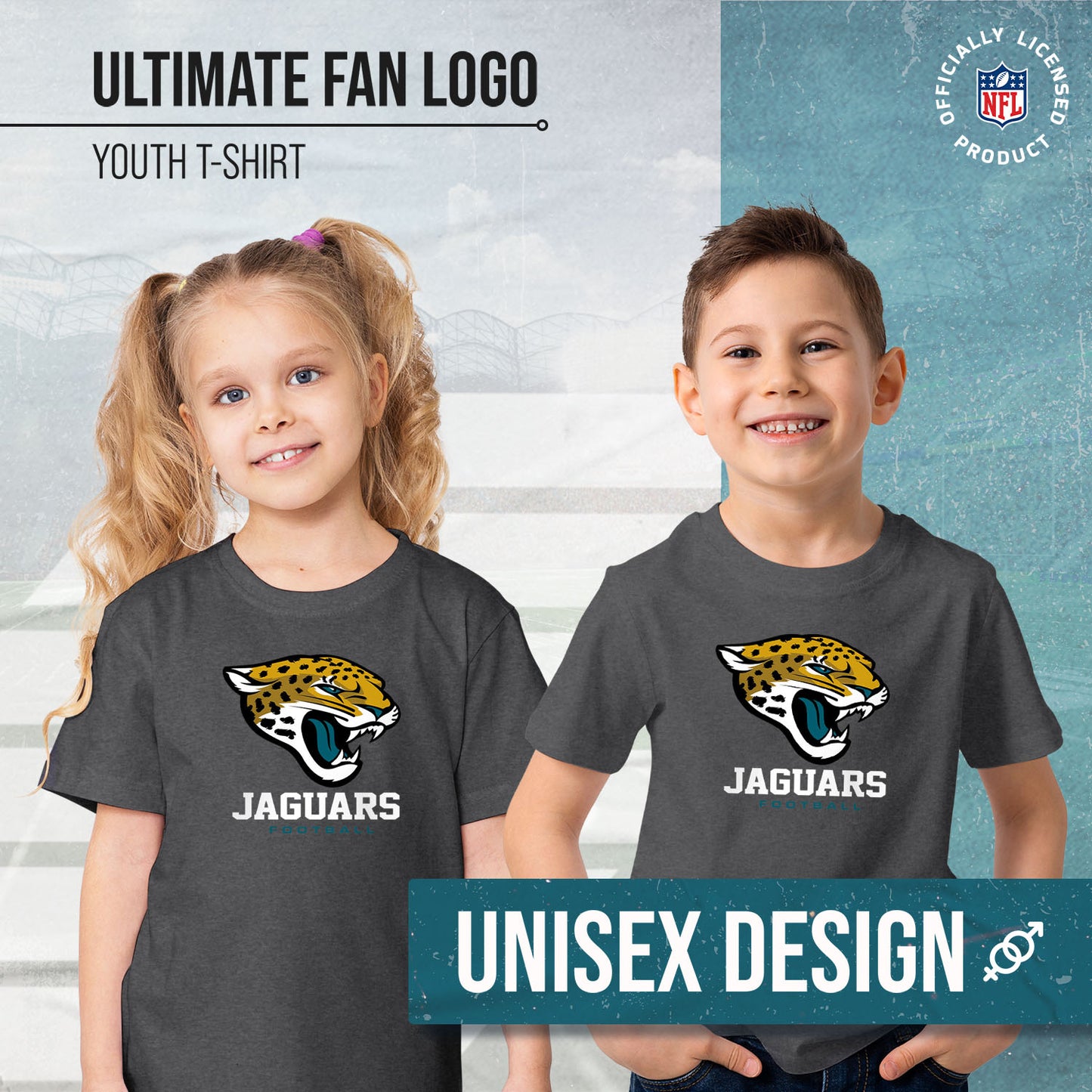 Jacksonville Jaguars Youth NFL Ultimate Fan Logo Short Sleeve T-Shirt - Charcoal