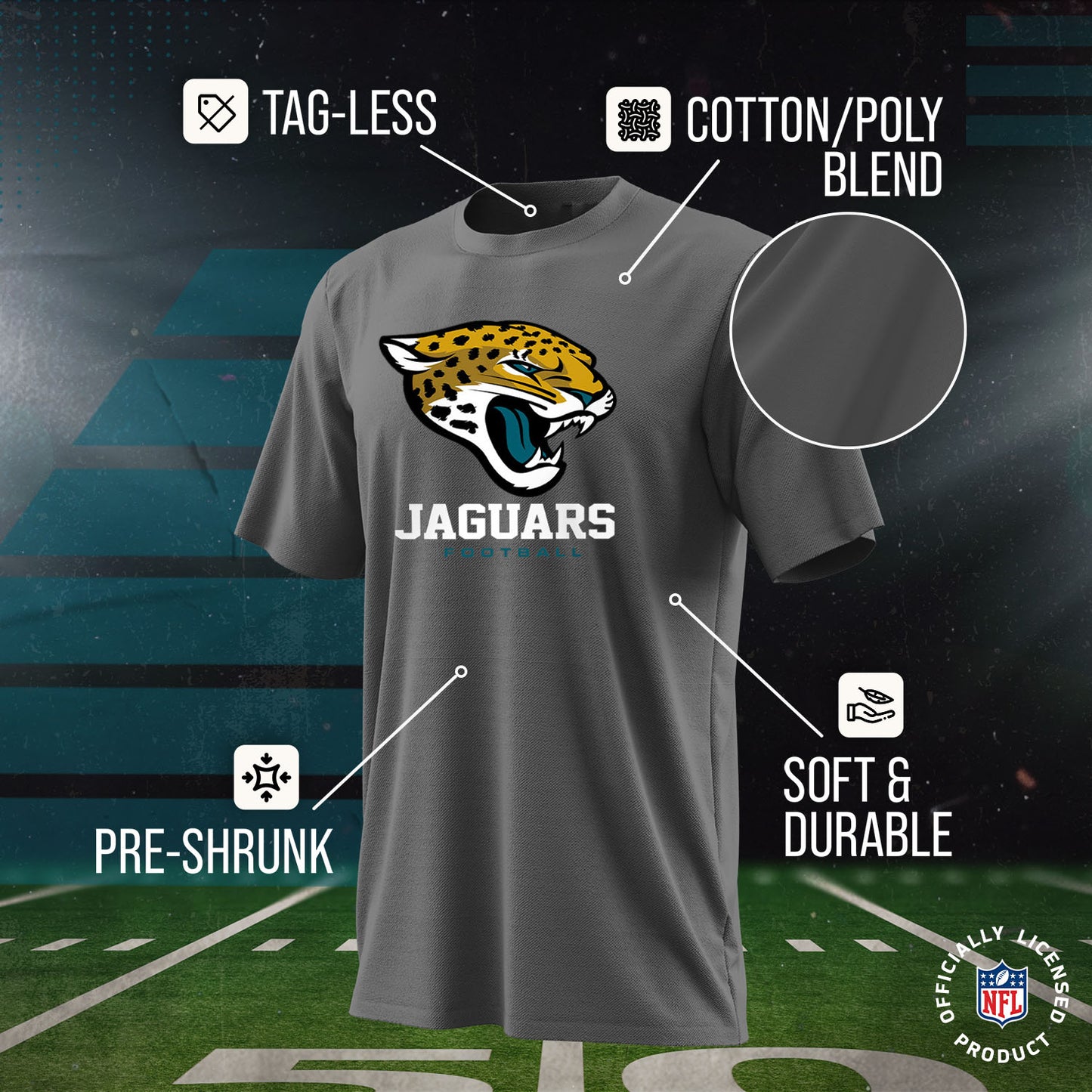 Jacksonville Jaguars Youth NFL Ultimate Fan Logo Short Sleeve T-Shirt - Charcoal