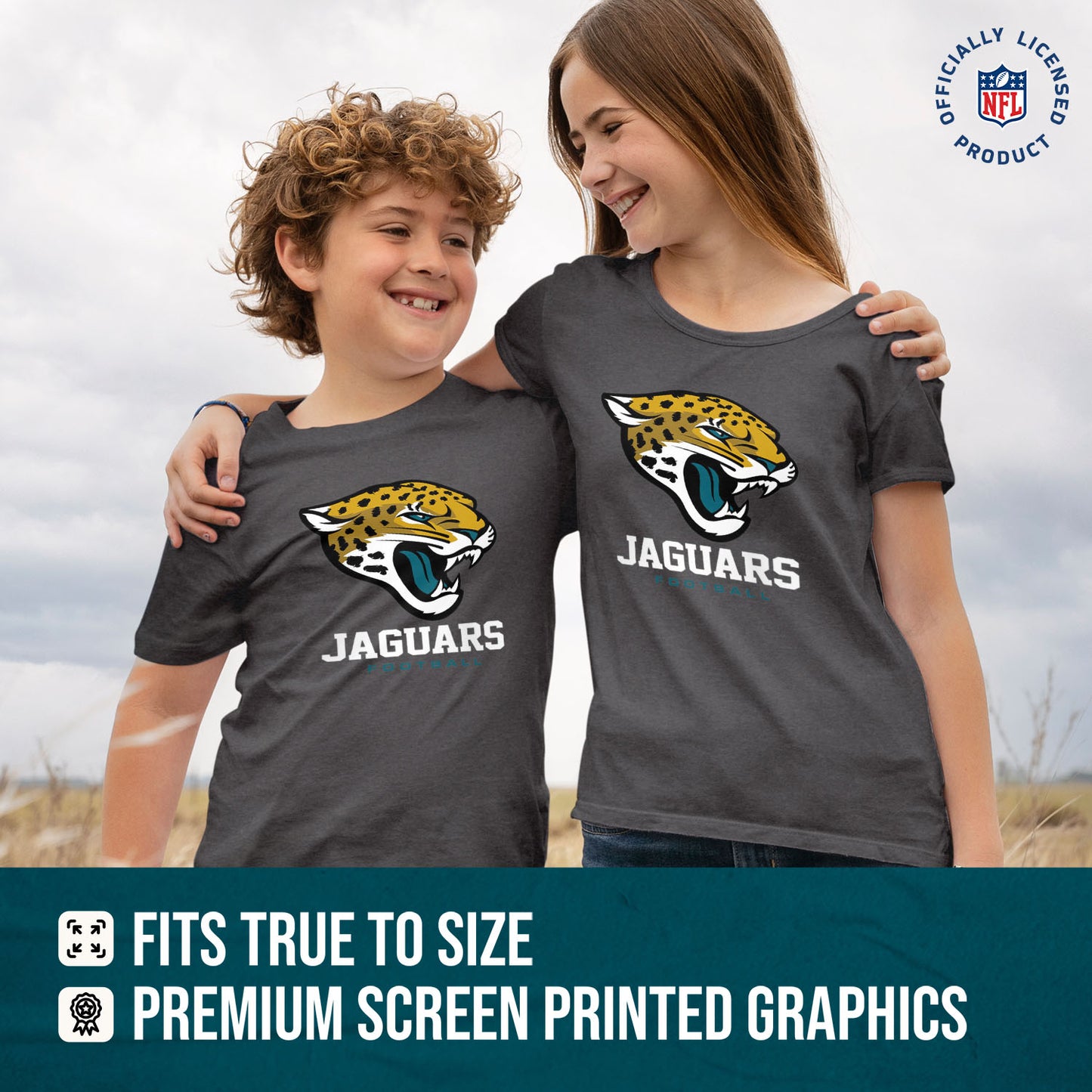 Jacksonville Jaguars Youth NFL Ultimate Fan Logo Short Sleeve T-Shirt - Charcoal