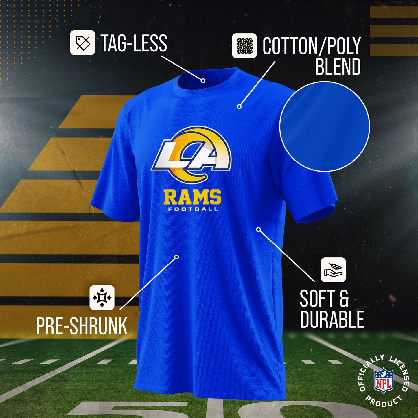 Los Angeles Rams Youth NFL Ultimate Fan Logo Short Sleeve T-Shirt - Royal