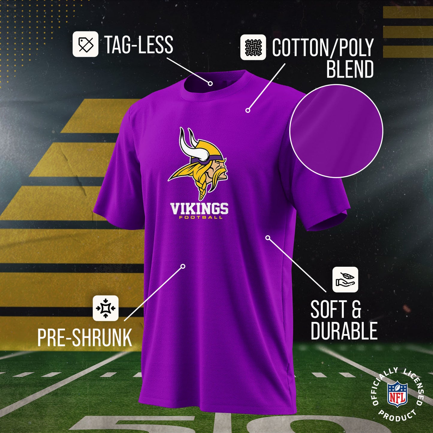 Minnesota Vikings Youth NFL Ultimate Fan Logo Short Sleeve T-Shirt - Purple