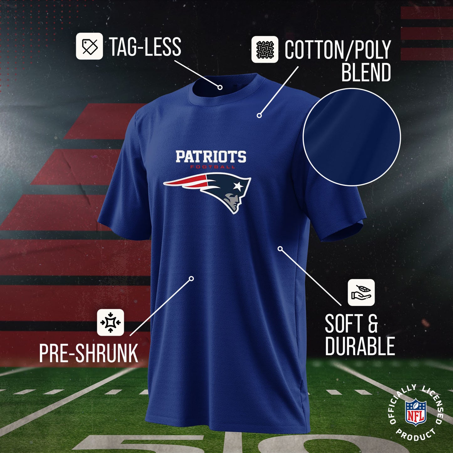 New England Patriots Youth NFL Ultimate Fan Logo Short Sleeve T-Shirt - Navy