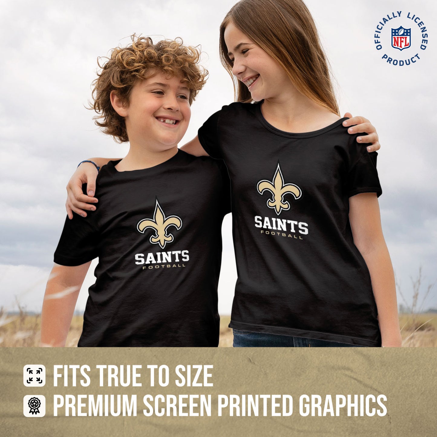 New Orleans Saints Youth NFL Ultimate Fan Logo Short Sleeve T-Shirt - Black