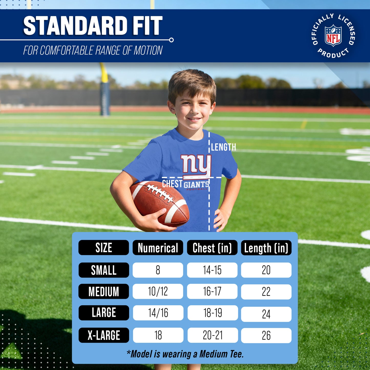 New York Giants Youth NFL Ultimate Fan Logo Short Sleeve T-Shirt - Royal