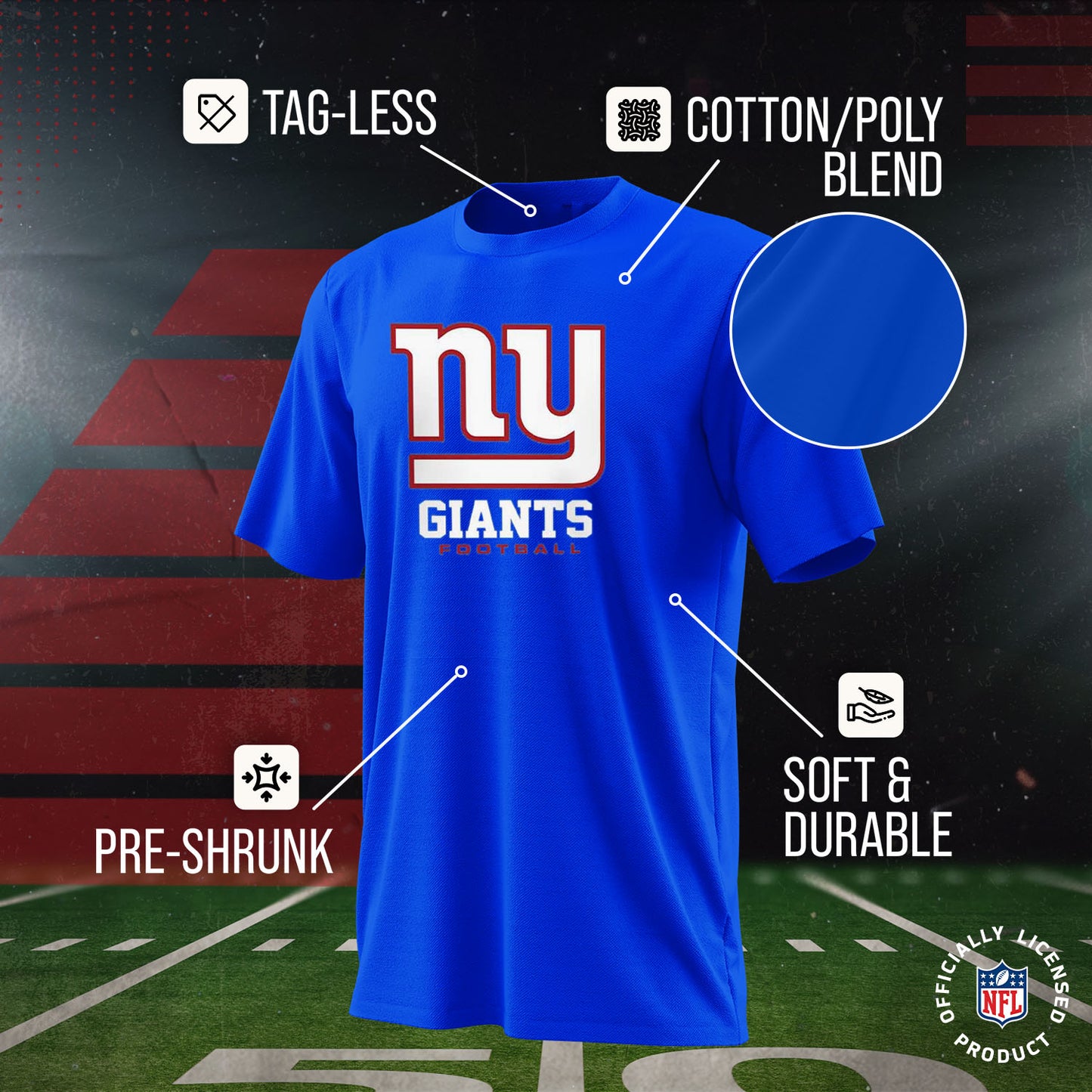 New York Giants Youth NFL Ultimate Fan Logo Short Sleeve T-Shirt - Royal