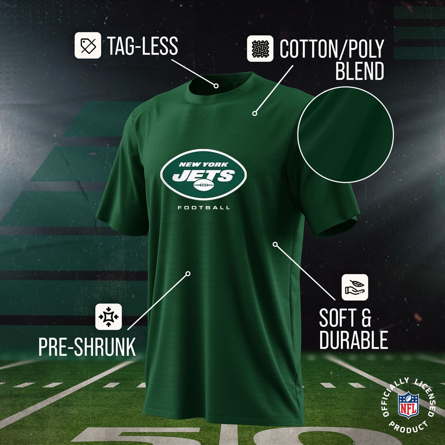 New York Jets Youth NFL Ultimate Fan Logo Short Sleeve T-Shirt - Green